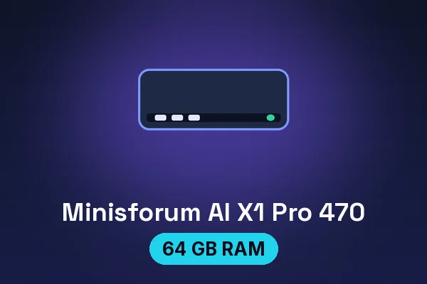 Minisforum AI X1 Pro 470 mini PC — illustrated product card