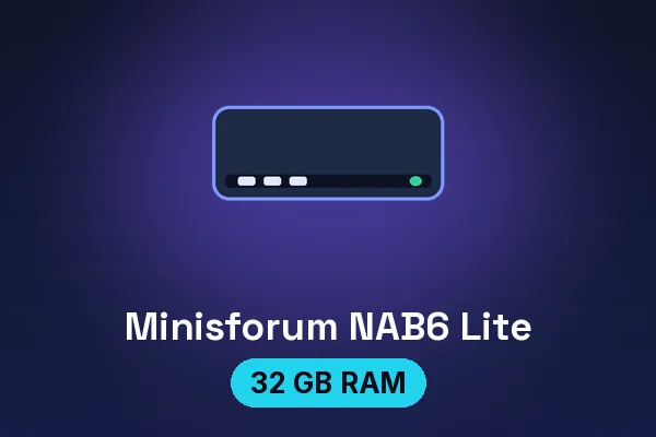 Minisforum NAB6 Lite silver mini PC, front ports